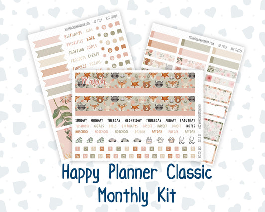 HP - Monthly - Kit 0209- Forest Friends - March- For Classic Happy Planner