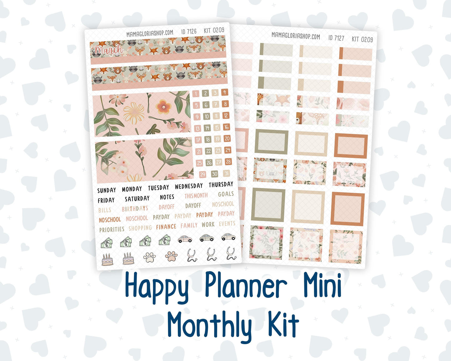 HP - Monthly - Kit 0209- Forest Friends - March- For Mini Happy Planner