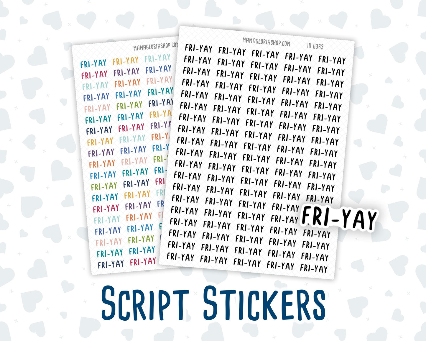 Fri-Yay - Script Stickers For Planners - Headers