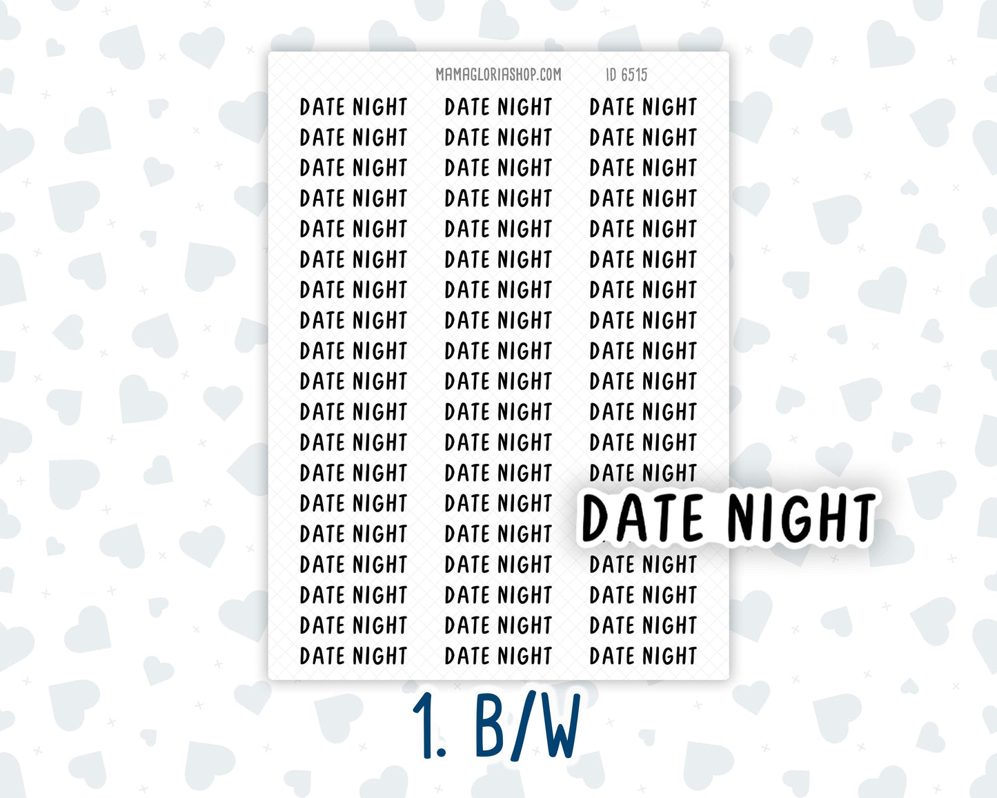 Date Night - Script Stickers For Planners - Headers
