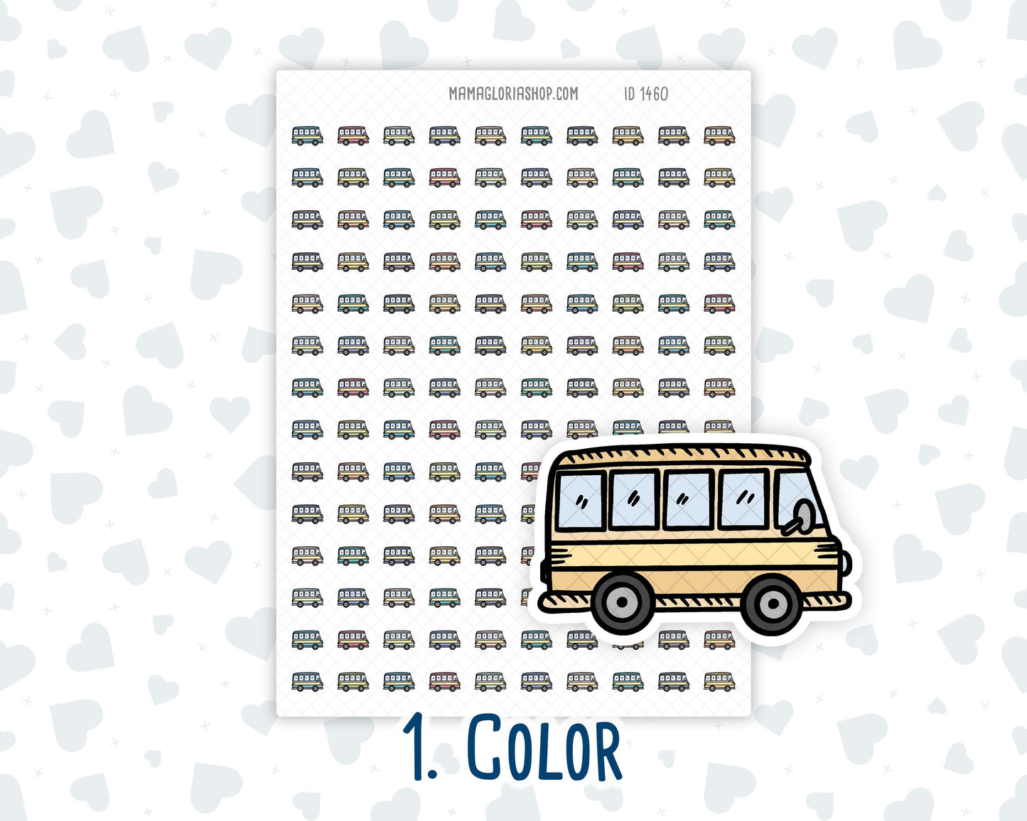 School Bus - Student Drop-Off - Back-to-School - Doodle Icon-Sticker
