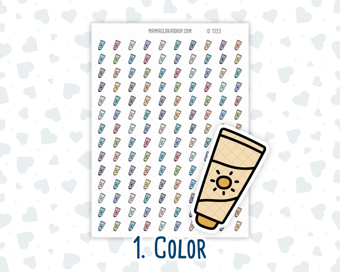 Sunscreen - SPF Lotion - Summer Skincare - Doodle Icon-Sticker
