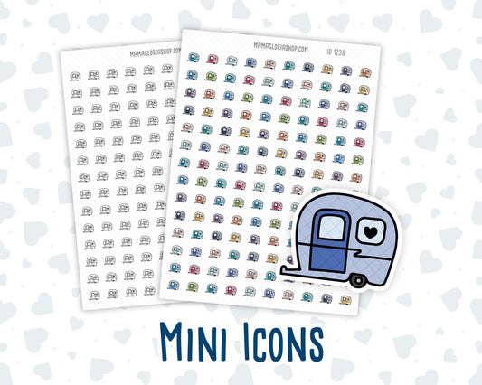Camper Van - RV - Road Trip - Doodle Icon-Sticker
