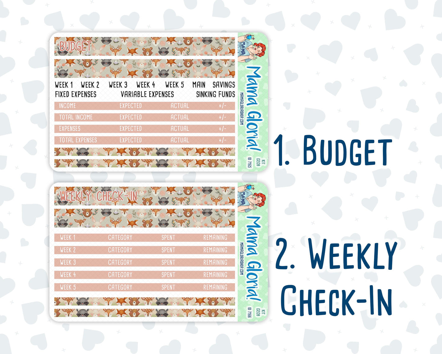 Kit 0209- Budget - Forest Friends - For 7x9 & A5 Planners - Notebooks - March