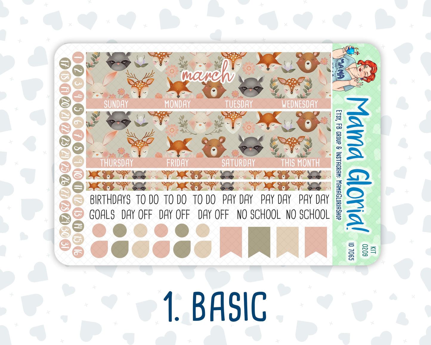 Kit 0209-A5 -Monthly - Forest Friends- March - Kit