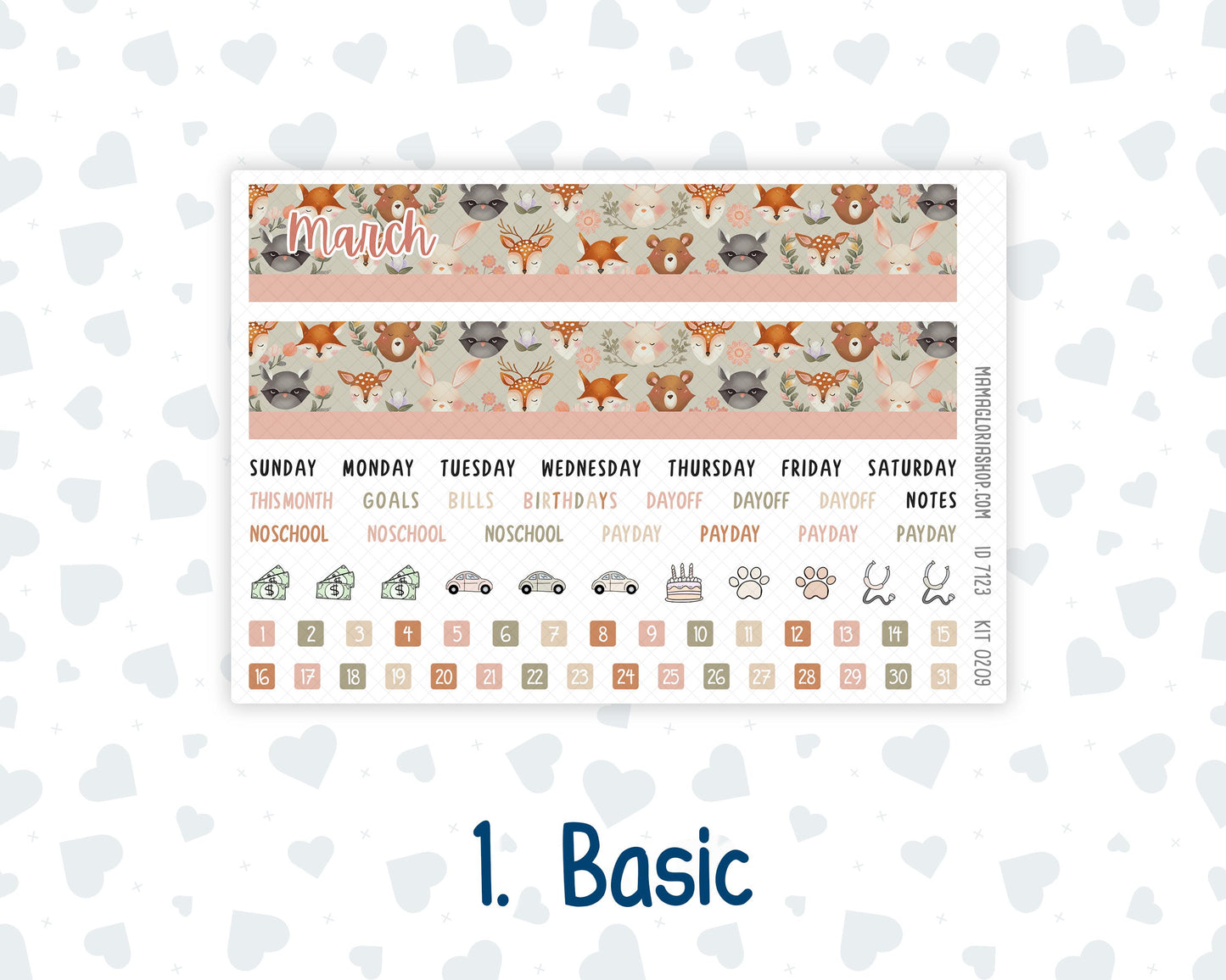 HP - Monthly - Kit 0209- Forest Friends - March- For Classic Happy Planner