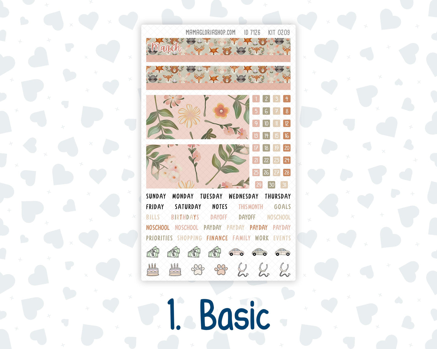HP - Monthly - Kit 0209- Forest Friends - March- For Mini Happy Planner