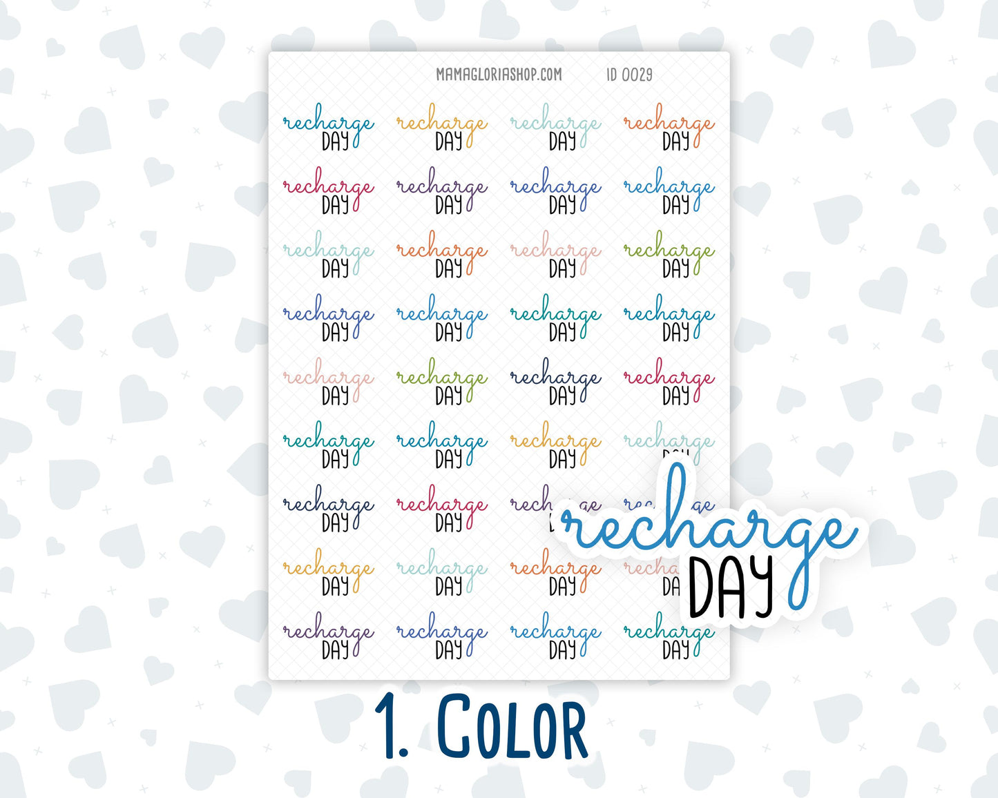 Recharge Day - Text Stickers For Planners - Handwritten