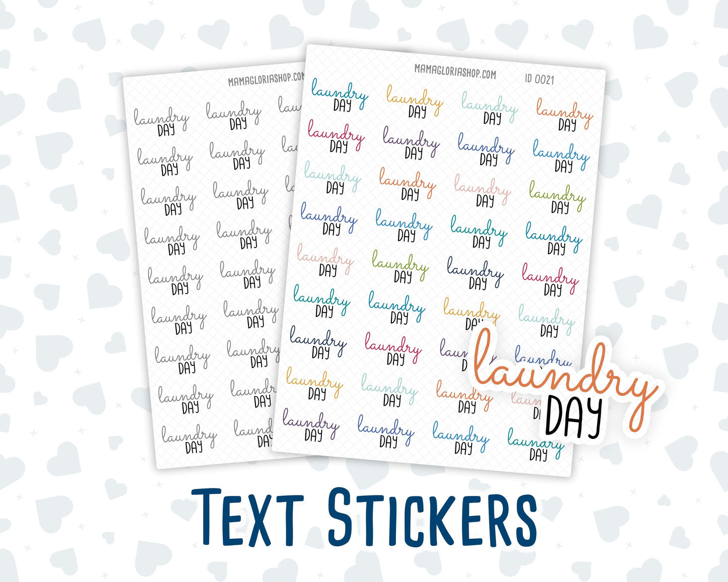 Laundry Day - Text Stickers For Planners - Handwritten