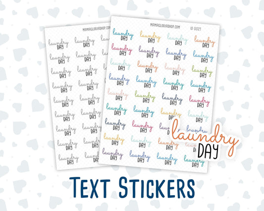 Laundry Day - Text Stickers For Planners - Handwritten