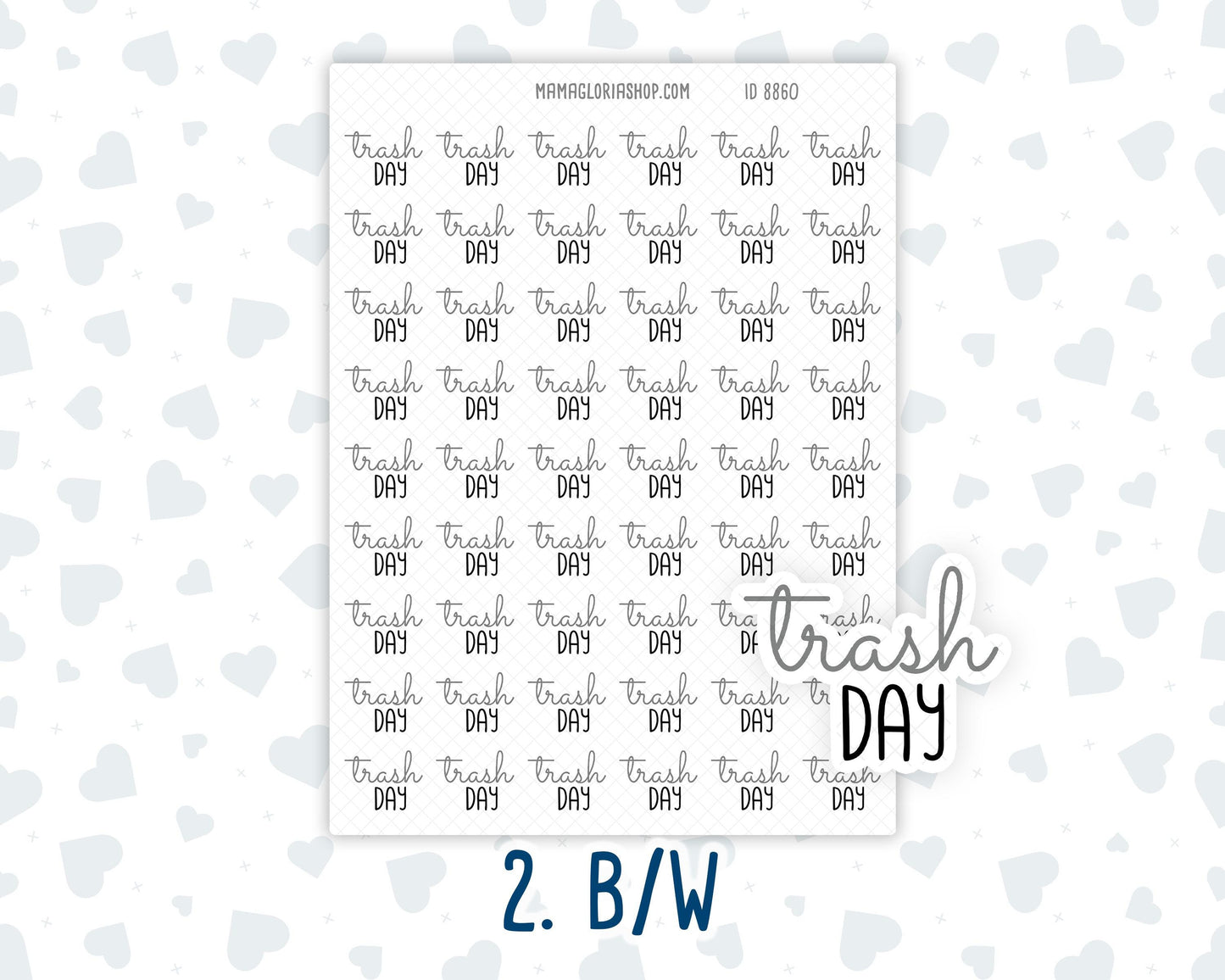 Trash Day - Text Stickers For Planners - Handwritten