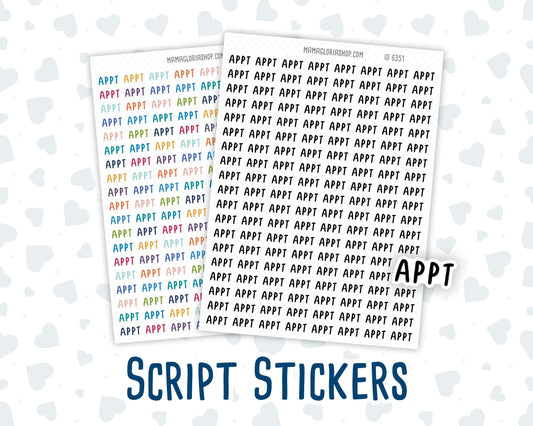 Appt- Script Stickers For Planners - Headers