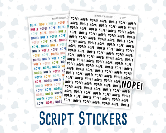 Nope! - Script Stickers For Planners - Headers