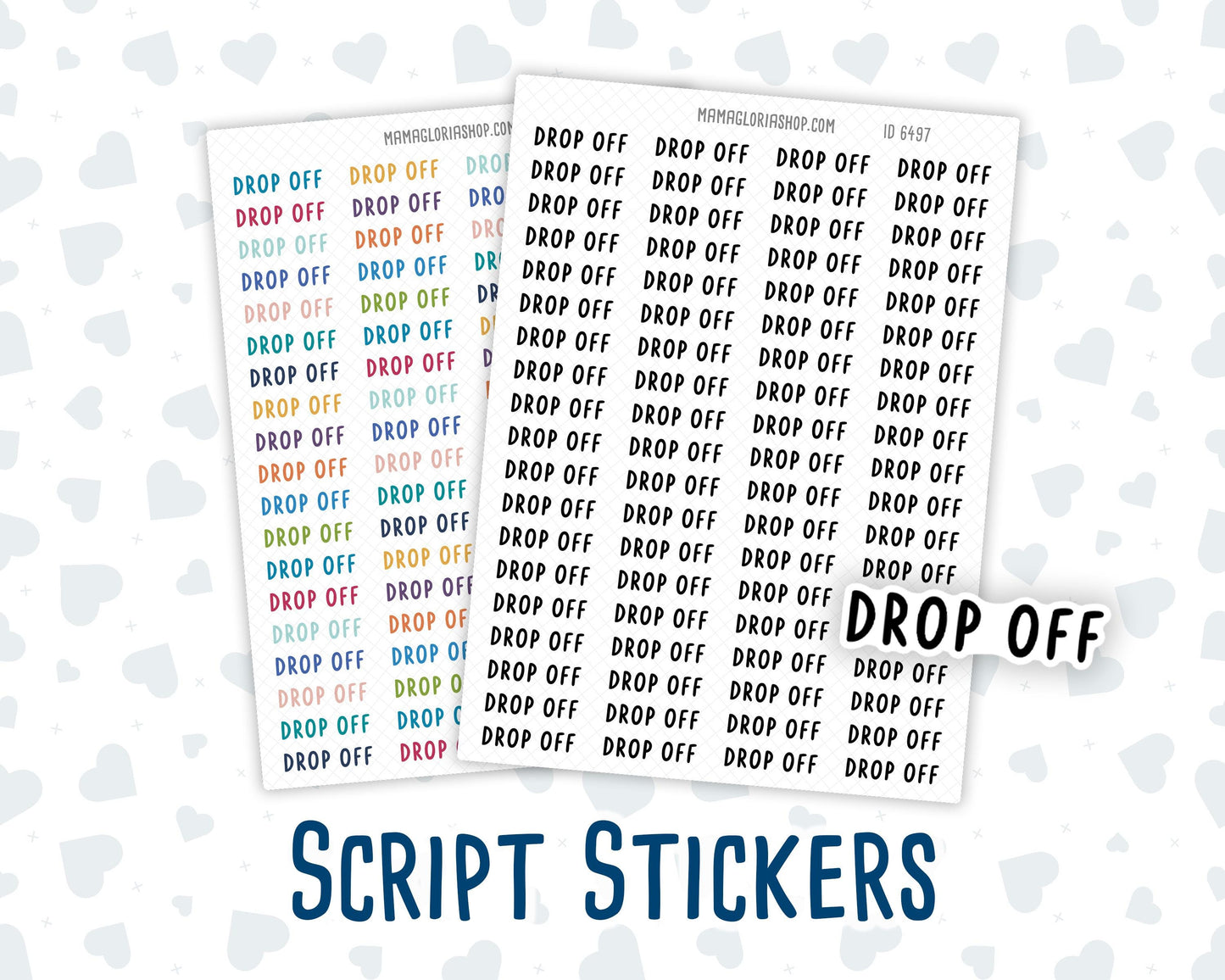 Drop Off- Script Stickers For Planners - Headers