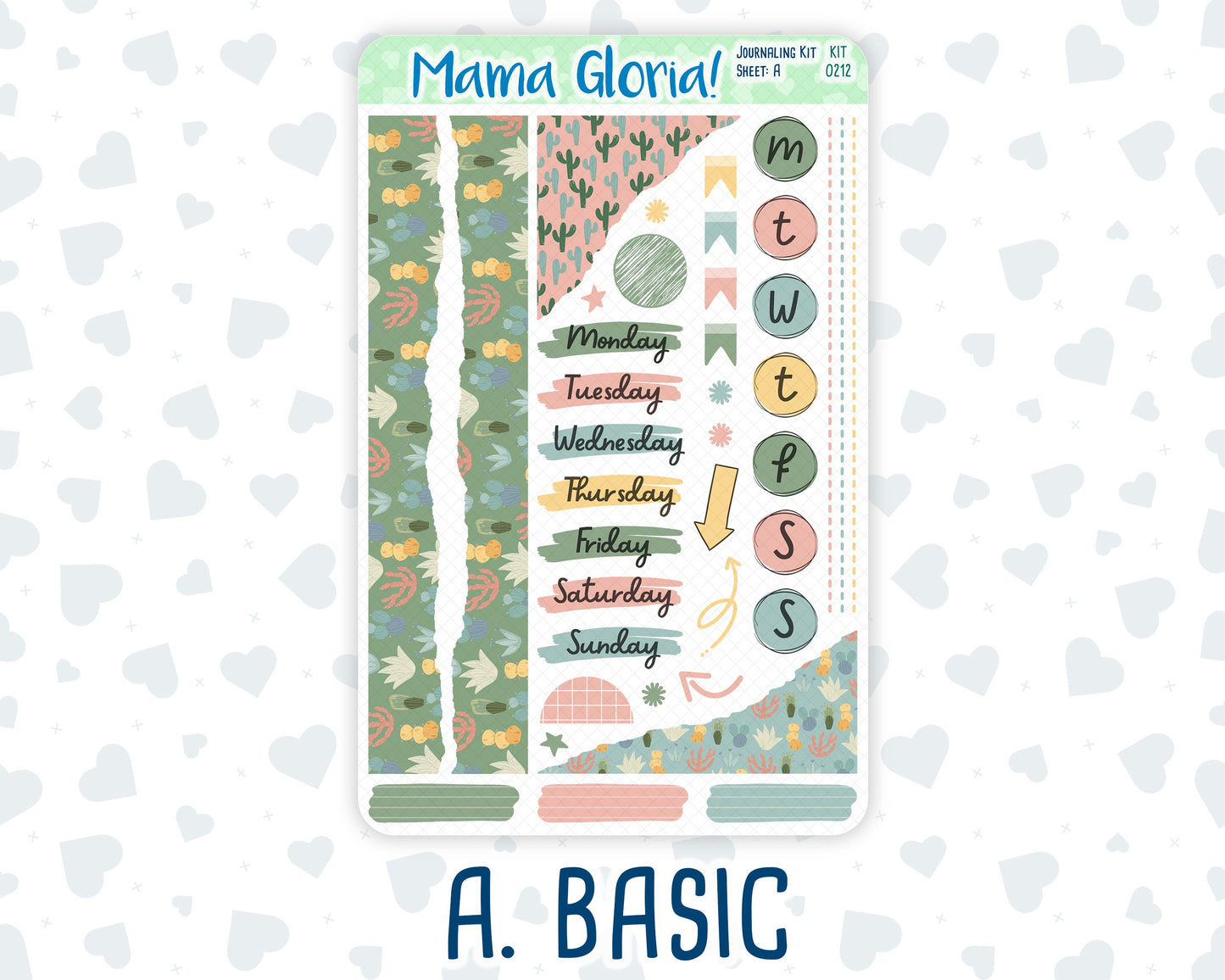 Kit 0212 - Prickly And Pretty - Journaling Kit - April- For Planner - Notebook - Journal