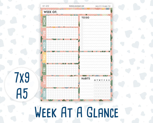 Kit 0212- Week At A Glance - Prickly And Pretty- April- For 7x9 & A5 Planners - Notebooks