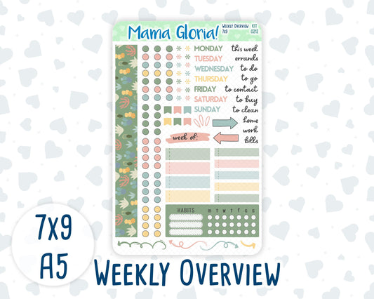 Kit 0212- Weekly Overview -Prickly And Pretty- April- For 7x9 & A5 Planners - Notebooks