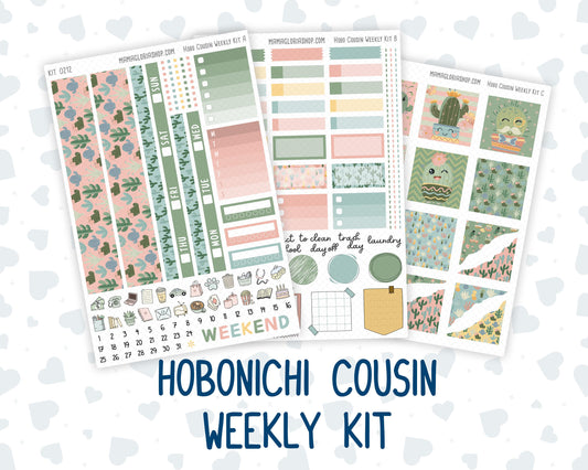Kit 0212- Hobonichi Cousin – Weekly Kit – 1.3” Wide Columns - Prickly And Pretty- April