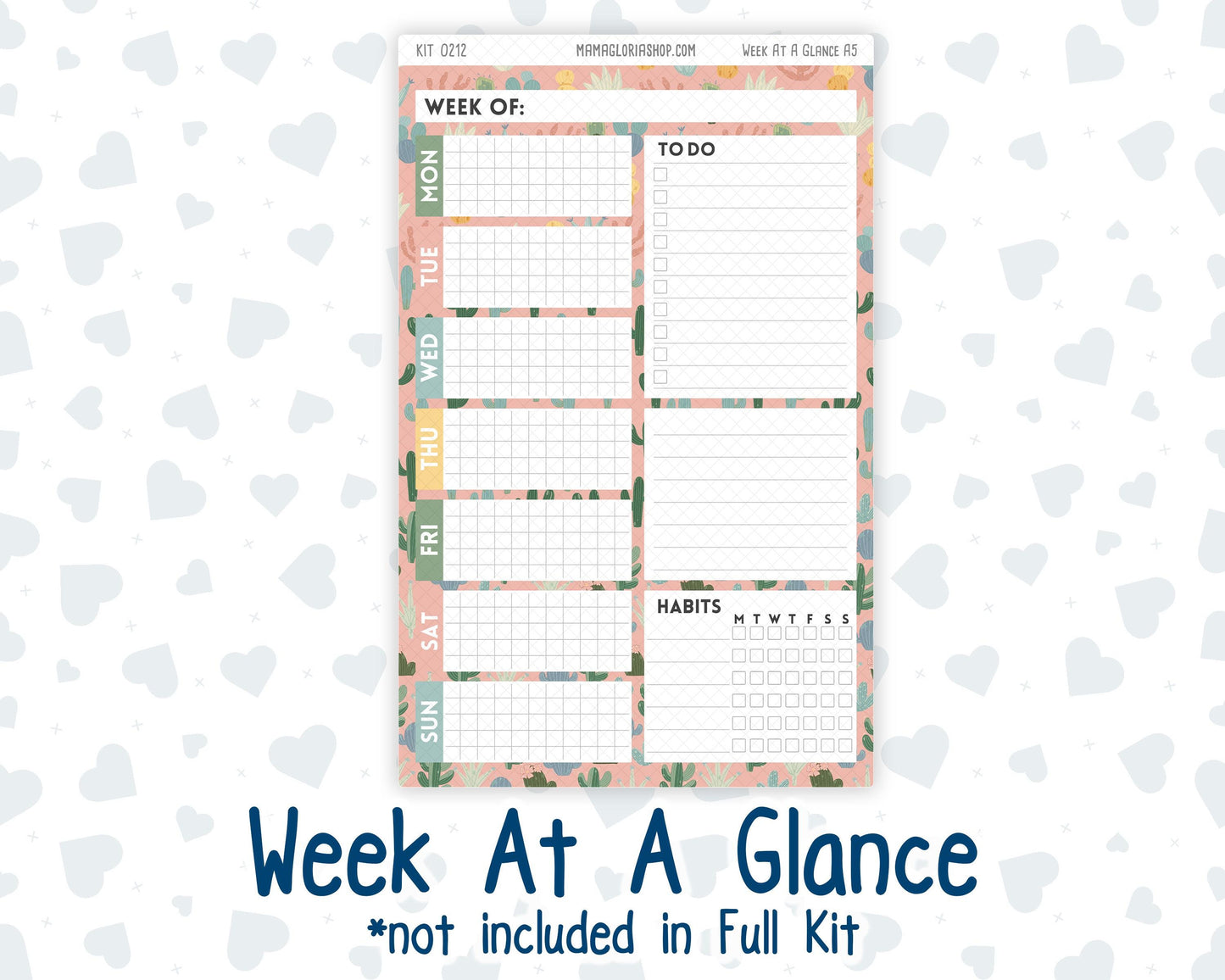 Kit 0212 A5 Plum Paper Daily - Prickly And Pretty - Planner -April