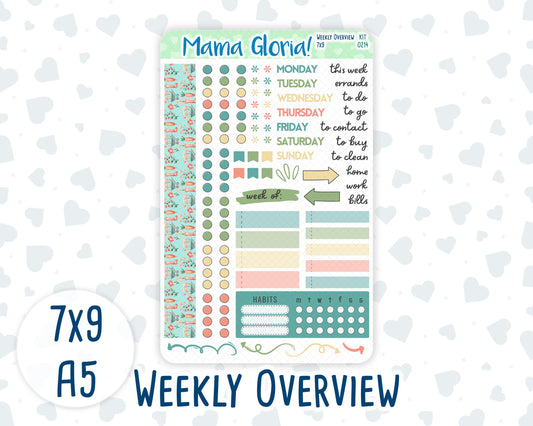 Kit 0214- Weekly Overview -Rooted In Spring- April- For 7x9 & A5 Planners - Notebooks