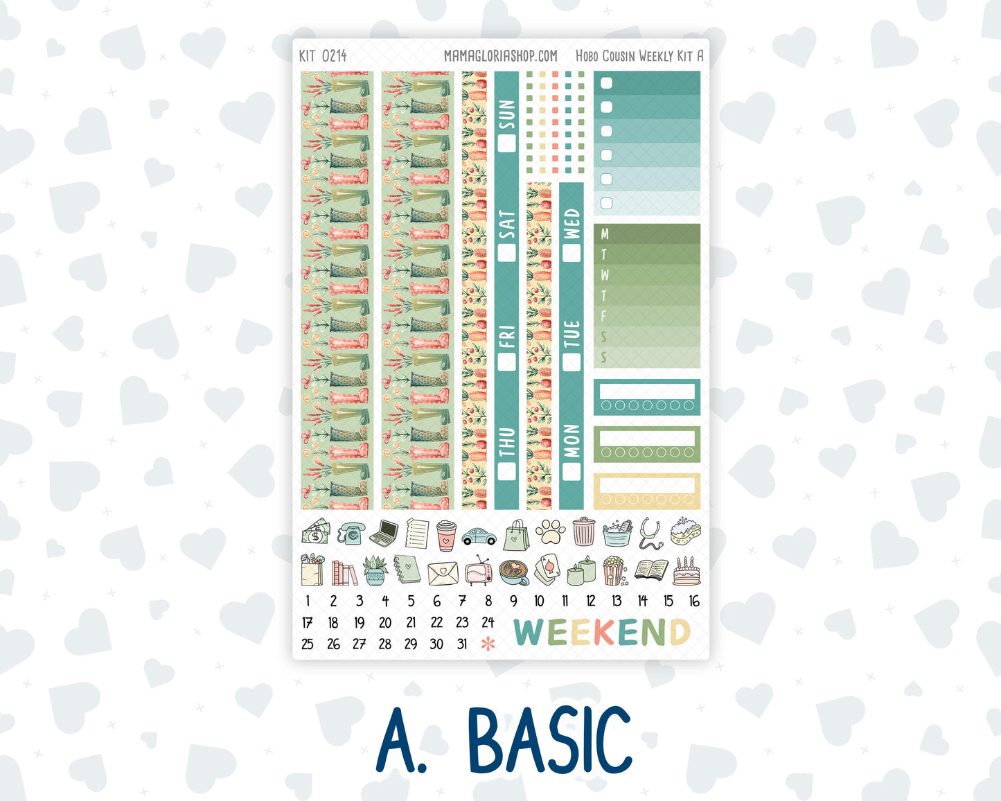 Kit 0214- Hobonichi Cousin – Weekly Kit – 1.3” Wide Columns - Rooted In Spring- April