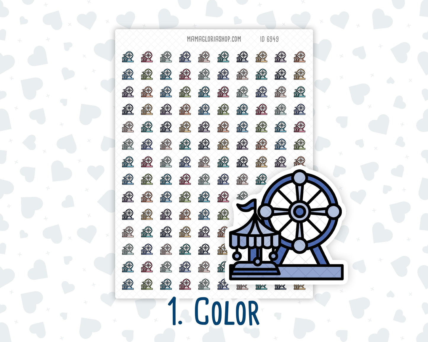 Amusement Park - Ferris Wheel - Doodle Icon-Sticker