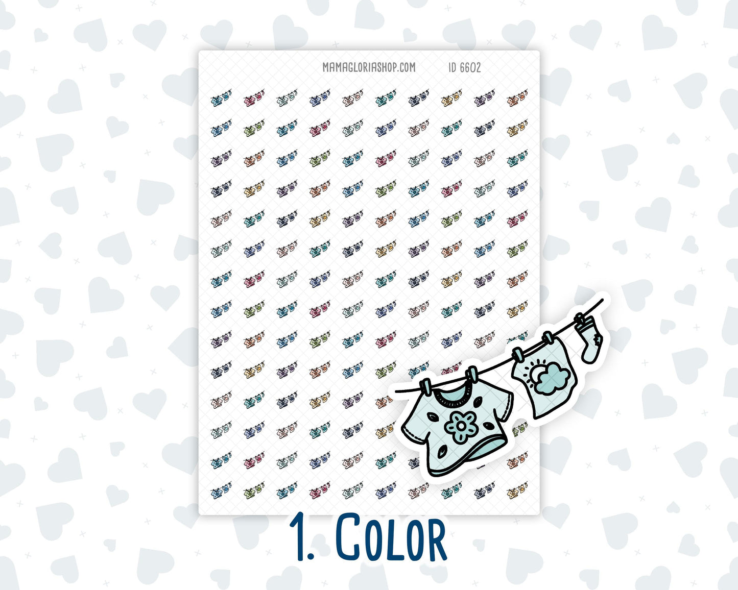 Laundry Day - Clothes on Line - Home Chores - Doodle Icon-Sticker