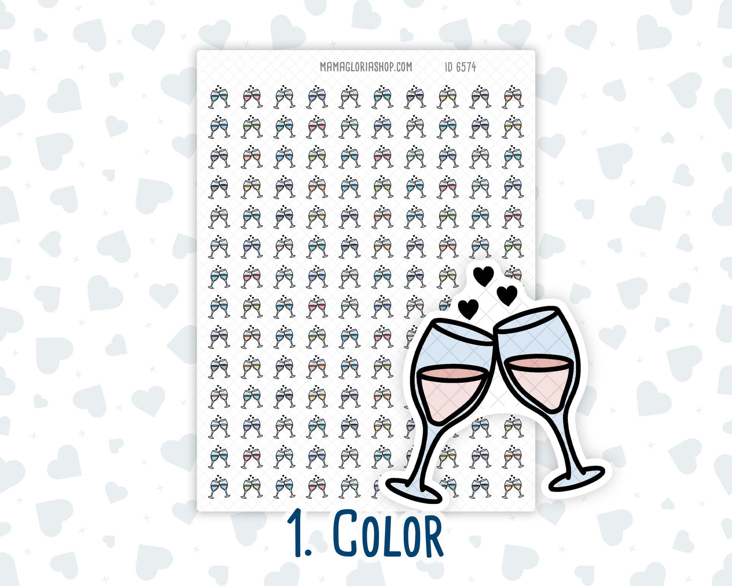 Date Night - Wine Glasses - Celebration - Doodle Icon-Sticker