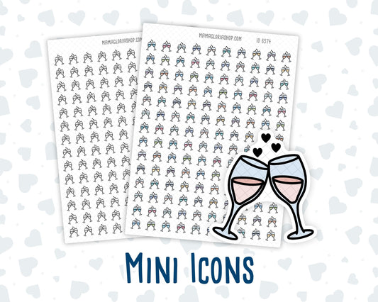 Date Night - Wine Glasses - Celebration - Doodle Icon-Sticker