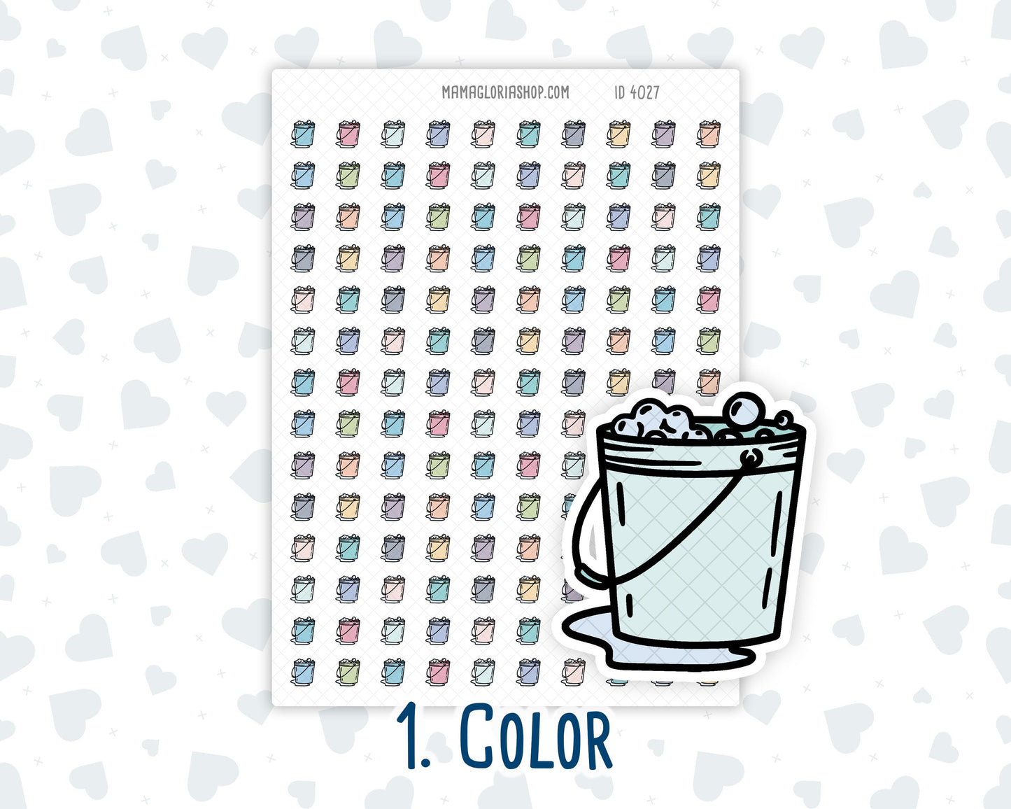 Mop and Bucket - Cleaning Bucket - House Chores - Doodle Icon-Sticker