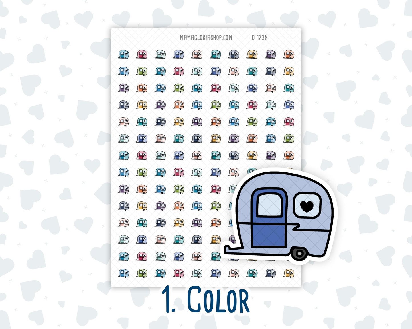 Camper Van - RV - Road Trip - Doodle Icon-Sticker