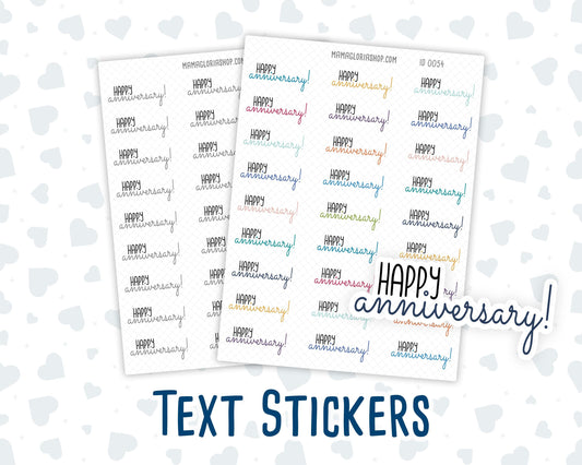 Happy Anniversary - Text Stickers For Planners - Handwritten