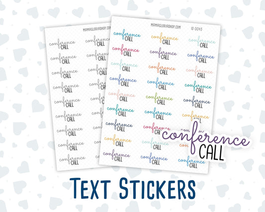 Conference Call - Text Stickers For Planners - Handwritten