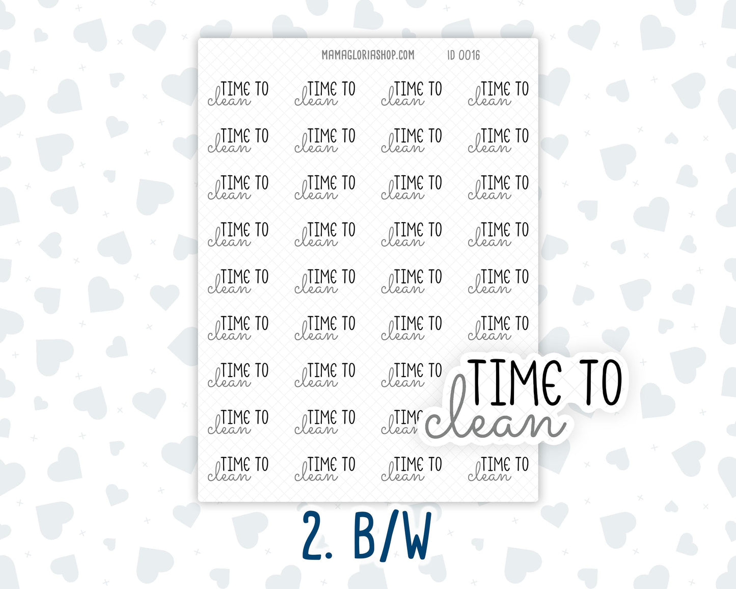 Time To Clean - Text Stickers For Planners - Handwritten
