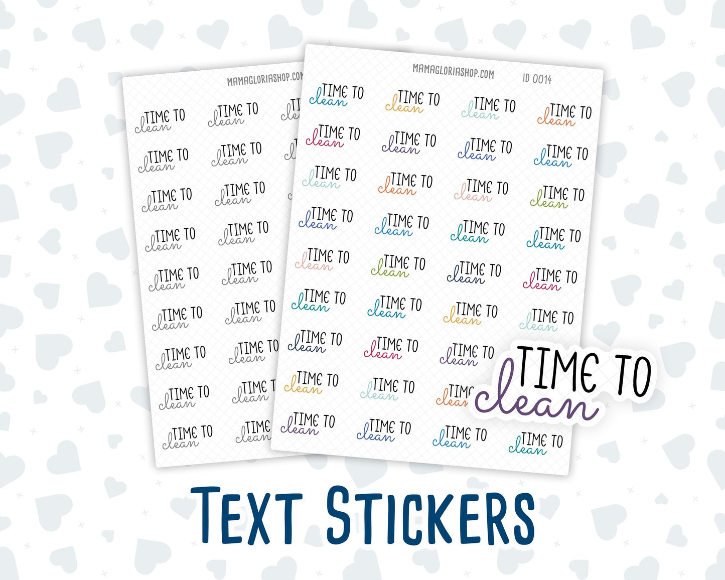 Time To Clean - Text Stickers For Planners - Handwritten