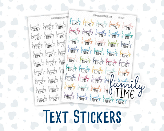 Family Time - Text Stickers For Planners - Handwritten