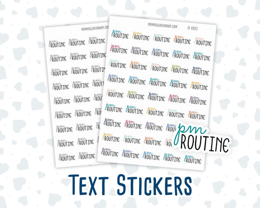 PM Routine - Text Stickers For Planners - Handwritten