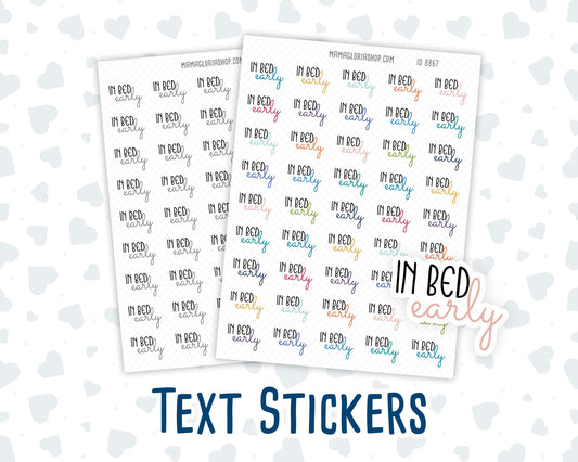 In Bed Early - Text Stickers For Planners - Handwritten