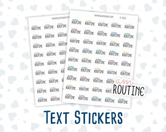 AM Routine - Text Stickers For Planners - Handwritten