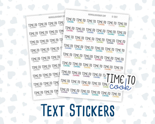 Time To Cook - Text Stickers For Planners - Handwritten