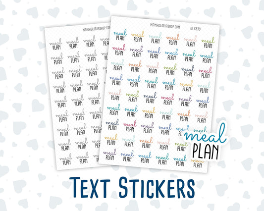 Meal Plan - Text Stickers For Planners - Handwritten