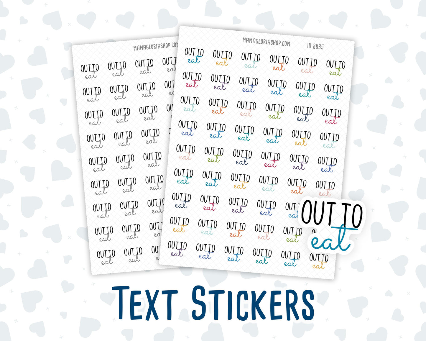 Out To Eat - Text Stickers For Planners - Handwritten