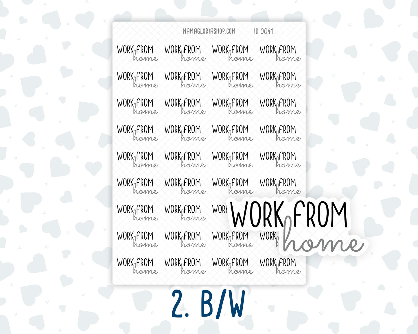 Work From Home - Text Stickers For Planners - Handwritten