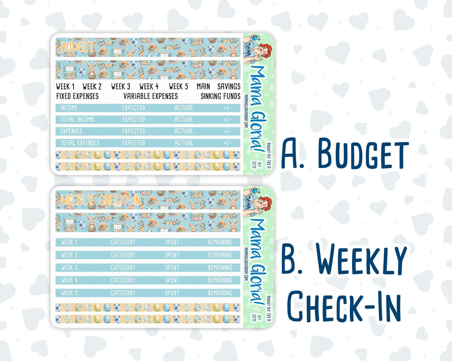 Kit 0215- Budget - Easter Morning- For 7x9 & A5 Planners - Notebooks - April