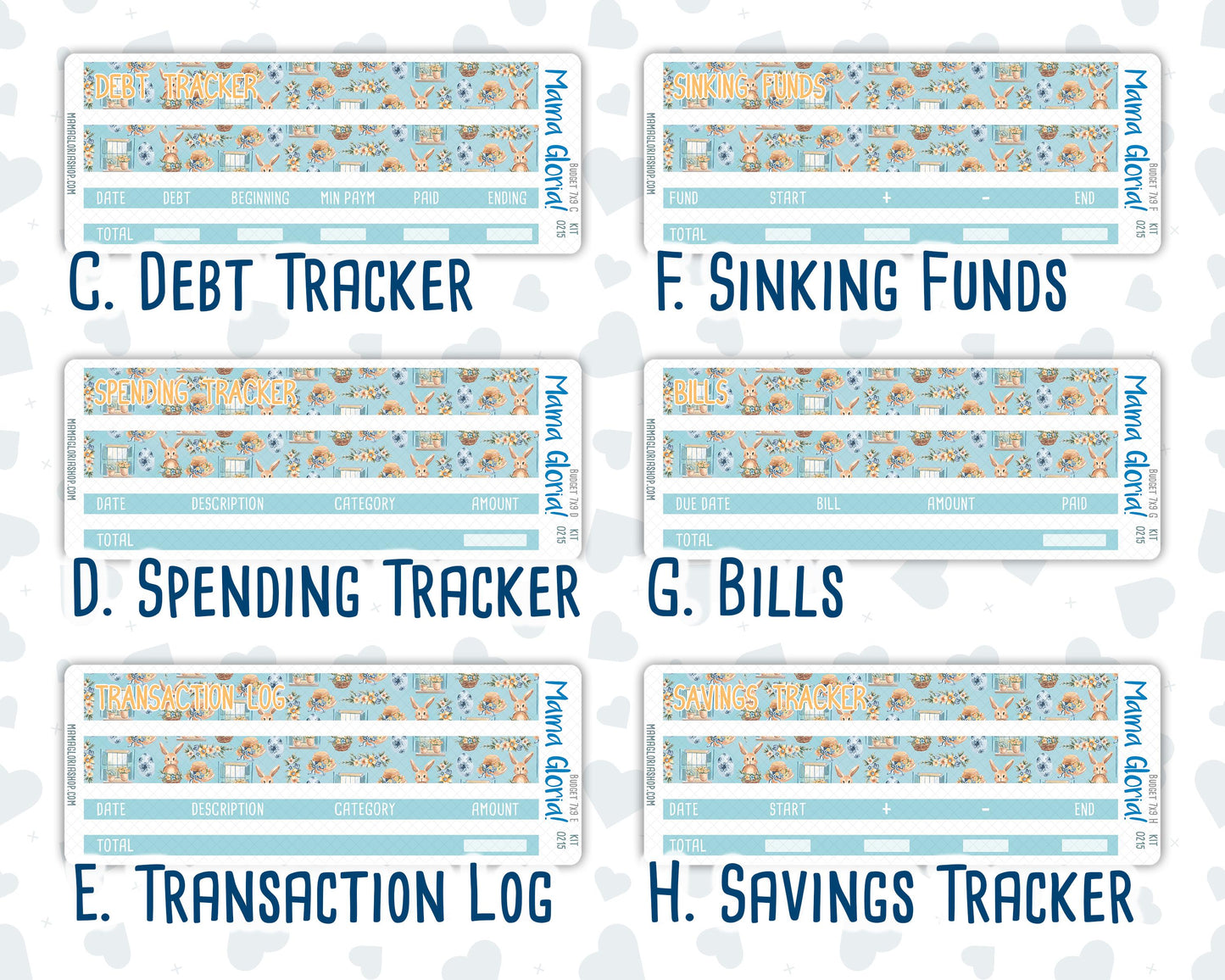 Kit 0215- Budget - Easter Morning- For 7x9 & A5 Planners - Notebooks - April