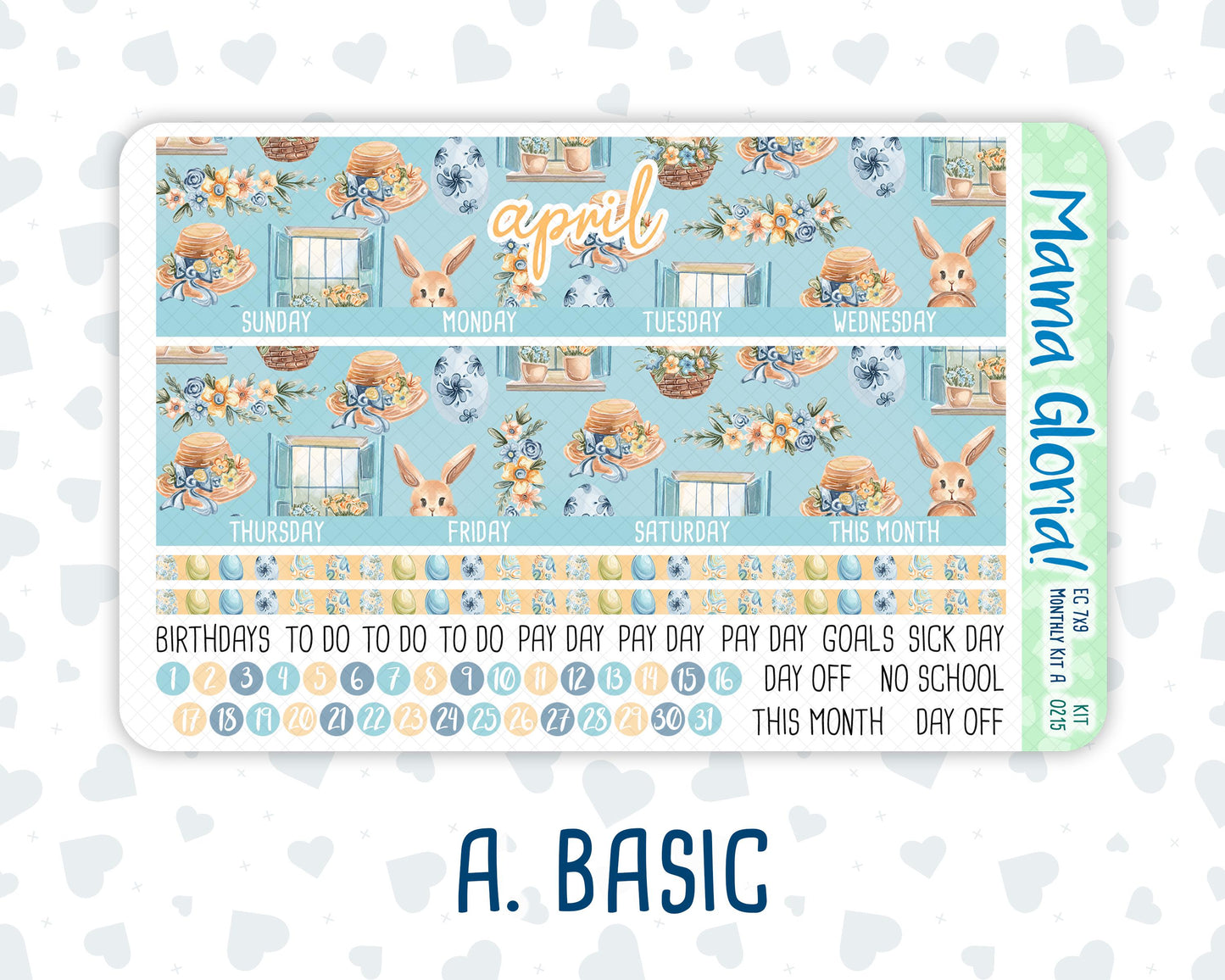 Kit 0215- 7x9 - Monthly - Easter Morning- April- For EC Planners
