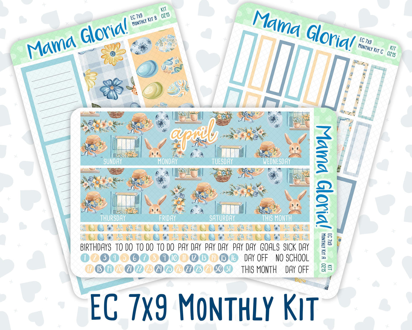 Kit 0215- 7x9 - Monthly - Easter Morning- April- For EC Planners