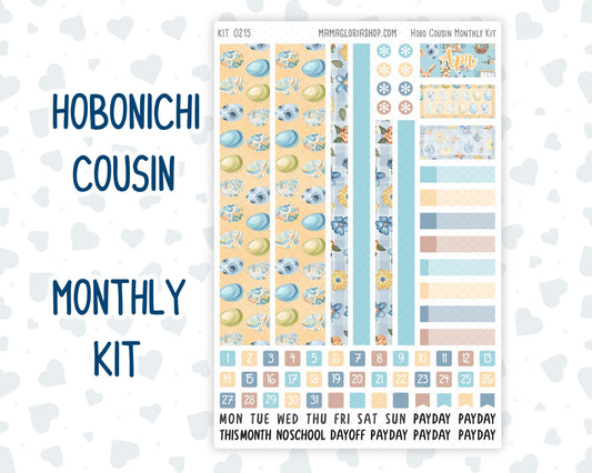Kit 0215 Hobonichi Cousin – Monthly – 1.3” Wide Columns - Easter Morning - April