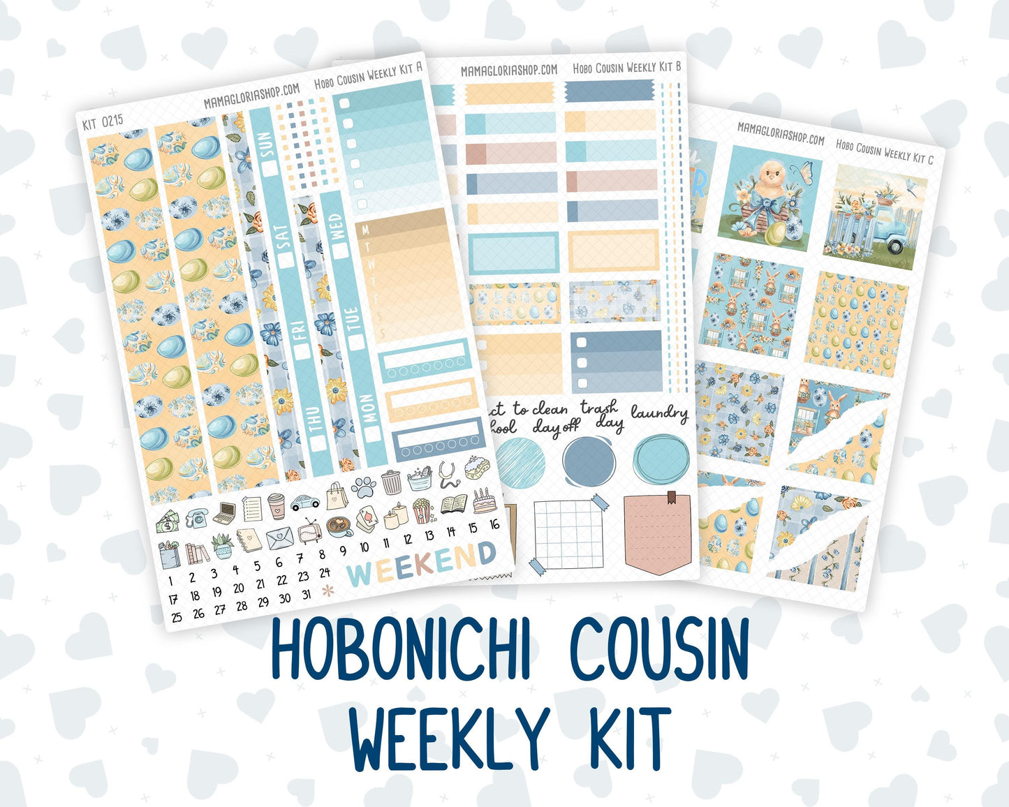 Kit 0215- Hobonichi Cousin – Weekly Kit – 1.3” Wide Columns - Easter Morning- April