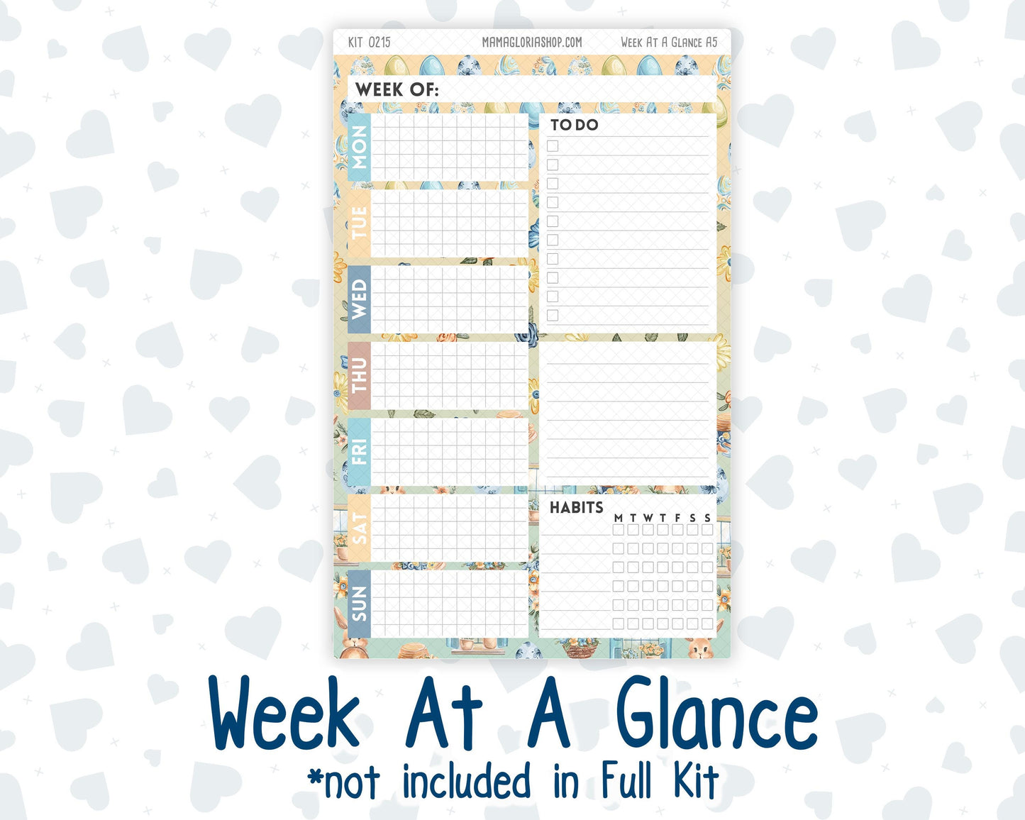 Kit 0215 A5 Plum Paper Daily - Easter Morning- Planner -April